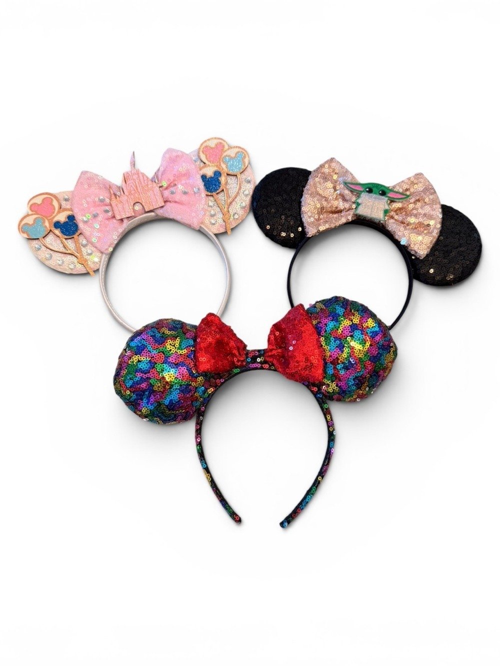 Minnie Ear Headbands Set Multicolor Pink Black Sequin